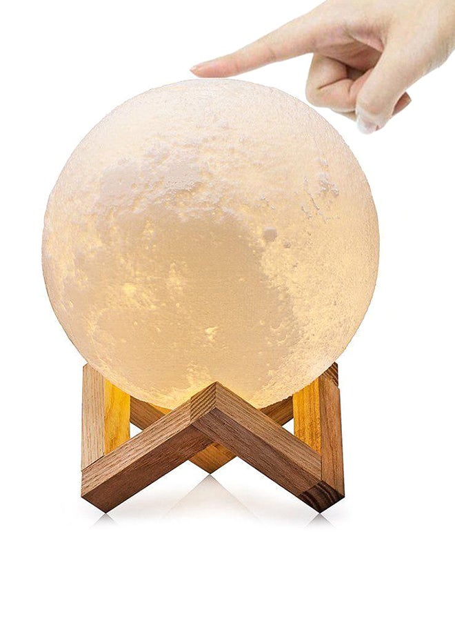 بيوينتي مصباح LED بتصميم على شكل قمر ثلاثي الأبعاد بمنفذ USB مع حامل أبيض/بيج/رمادي 18سم - Image 5