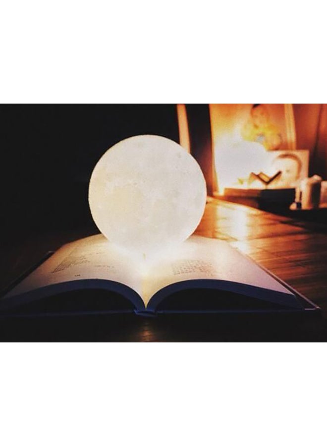 بيوينتي مصباح LED بتصميم قمر ثلاثي الأبعاد مع حامل أبيض/بني 13 x 13سم - Image 4