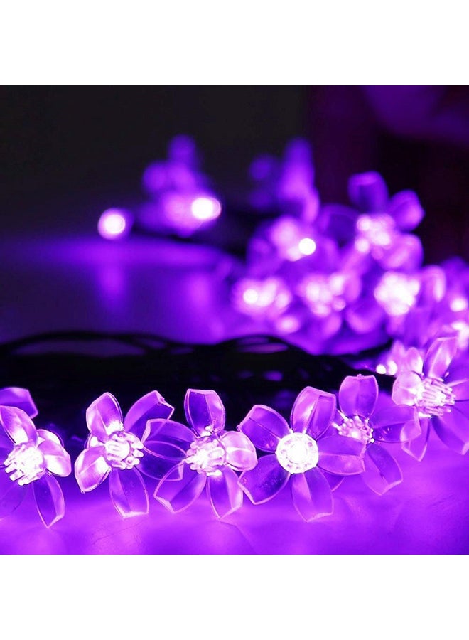 Beauenty 50-LED Cherry Blossom Solar String Light For Christmas Purple/White/Black 5 x 40cm Purple/White/Black 5 x 40cm - Image 3