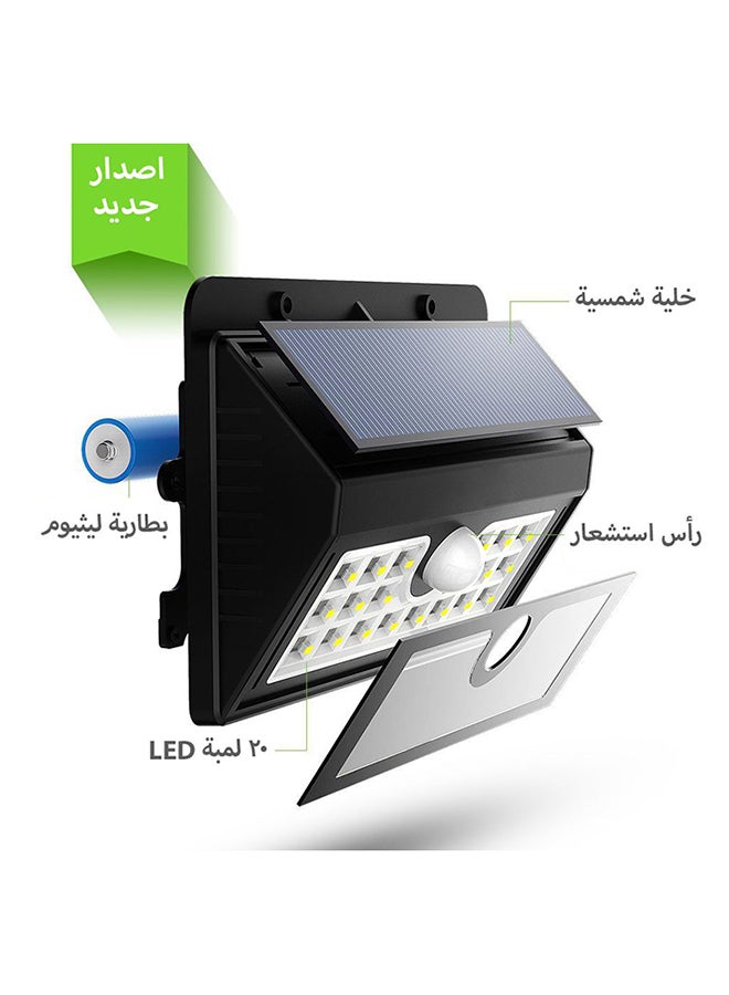 بيوينتي مصباح إضاءة خارجي مكون من 20 مصباح LED يعمل بالطاقة الشمسية ومزود بمستشعر للحركة أسود / أبيض / أزرق - Image 2