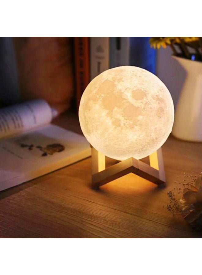 بيوينتي مصباح قابل للشحن بتصميم قمر ثلاثي الأبعاد أبيض 11x9سم - Image 2