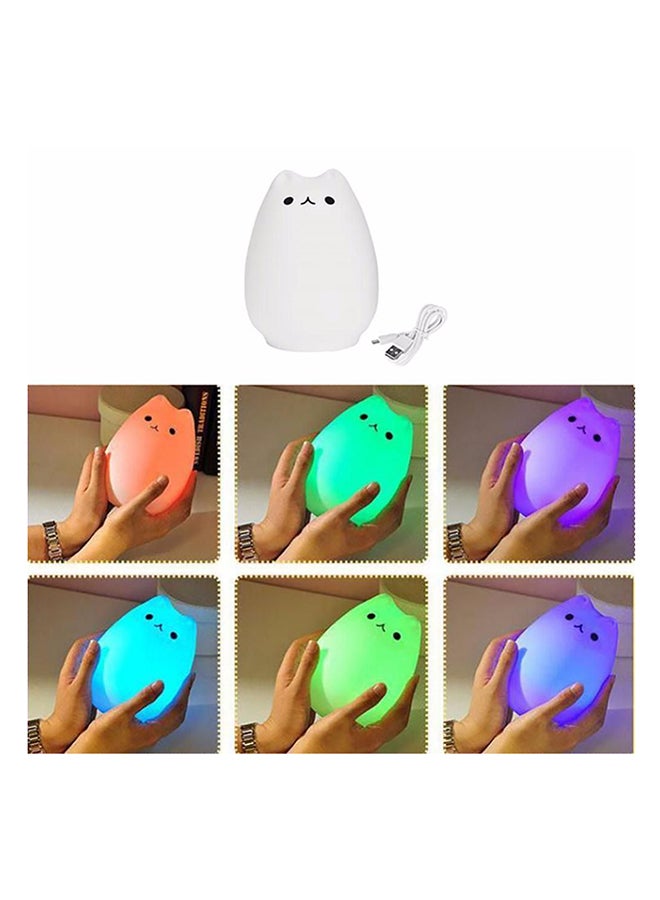 بيوينتي إضاءة LED ليلية بتصميم قطة من السيليكون أبيض 13x13سم - Image 4