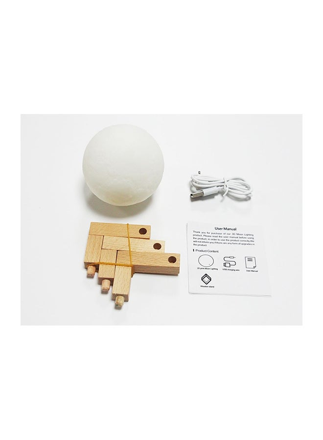 بيوينتي مصباح LED بتصميم على شكل قمر ثلاثي الأبعاد بمنفذ USB مع حامل أبيض/بيج 10سم - Image 2