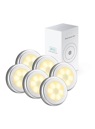 6-Pieces Cordless Battery-Powered LED Night Motion Sensor Light Yellow 8x8x2cm - view 2