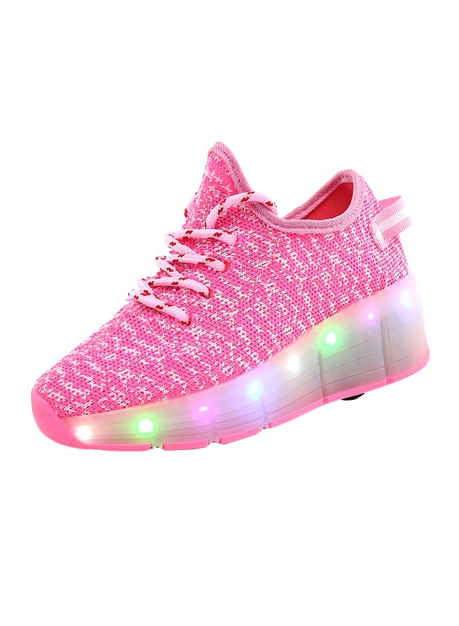 Generic LED Flashing Wheeled Low Top Sneakers Pink  - Image 1
