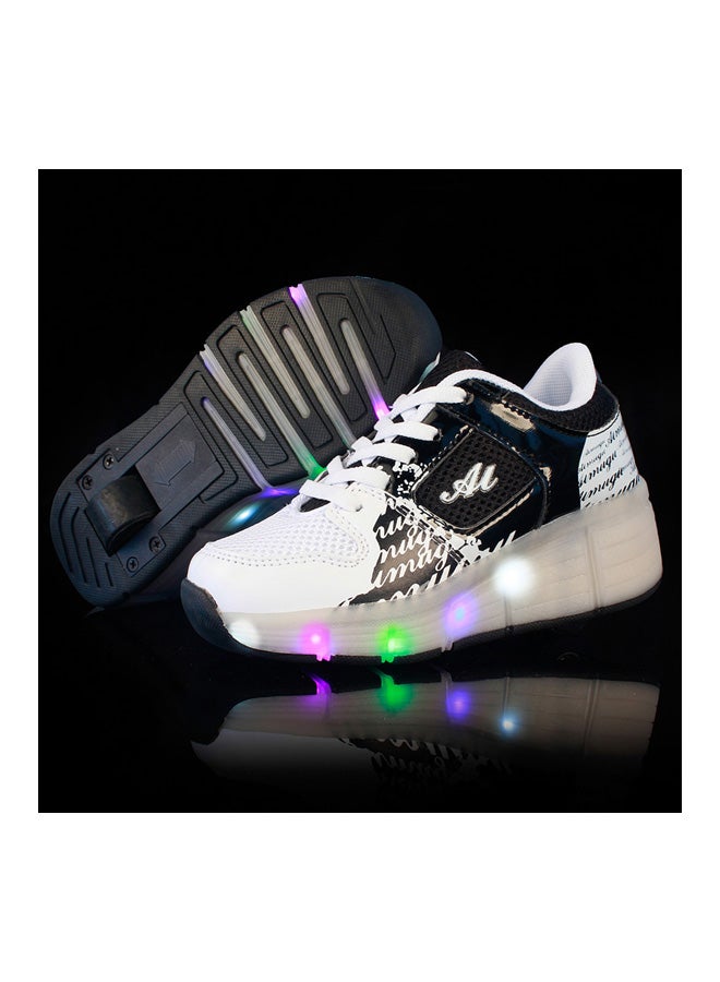 Flashing LED Wheeled Low Top Sneakers White/Black  - Image 3
