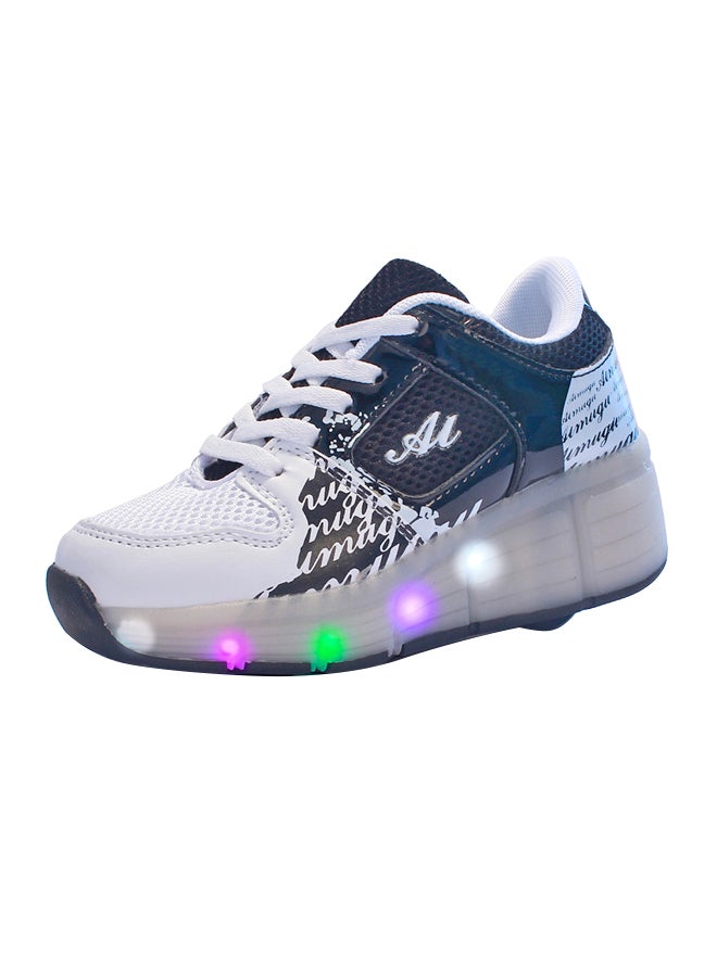 Flashing LED Wheeled Low Top Sneakers White/Black  - Image 1