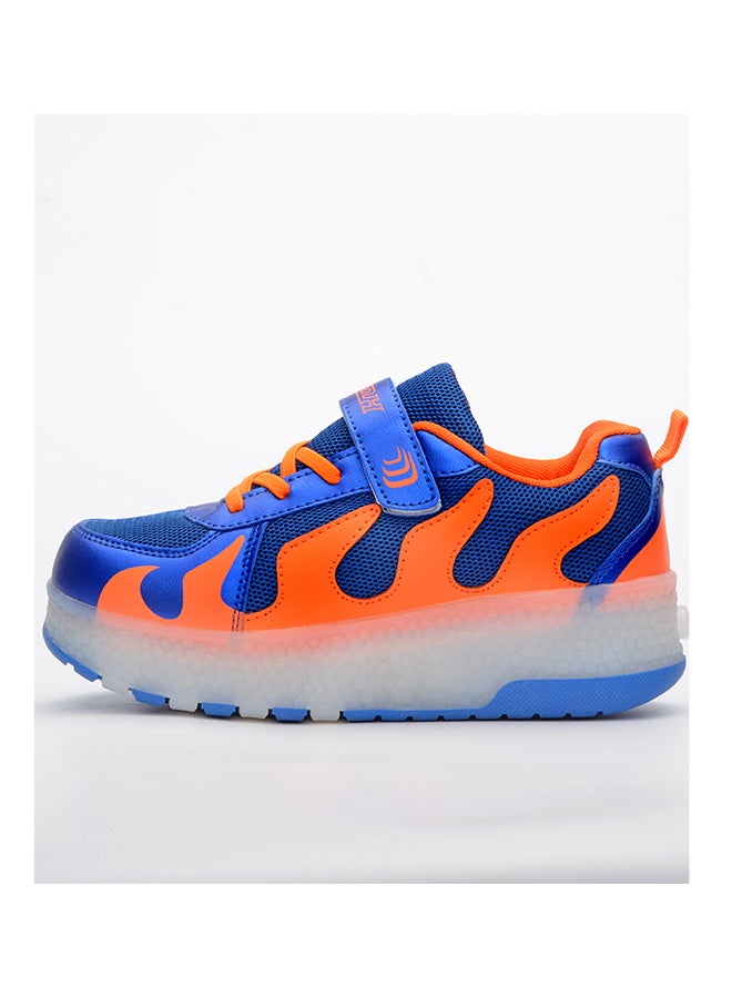 LED Flashing Wheeled Low Top Sneakers Blue/Orange - Image 2