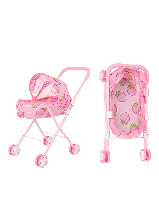 عربة أطفال قابلة للطي لحمل الأطفال الرضع والدمى وردي