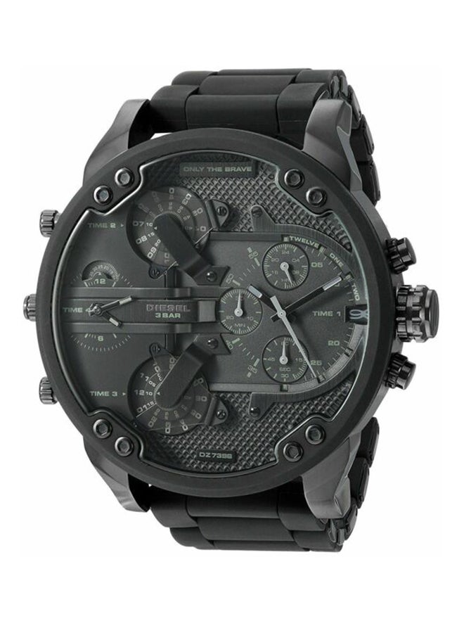ديزل ساعة يد كرونوغراف مستر دادي 2.0 دائرية الشكل بسوار من الستانلس ستيل مقاس 57 ملم - لون أسود- 7396 للرجال - Image 1