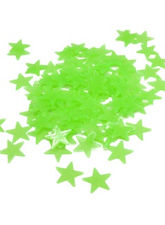 100-Piece Fluorescent Glow In The Dark Stars Wall Decorative Stickers Set Green 8 X 8 X1cm