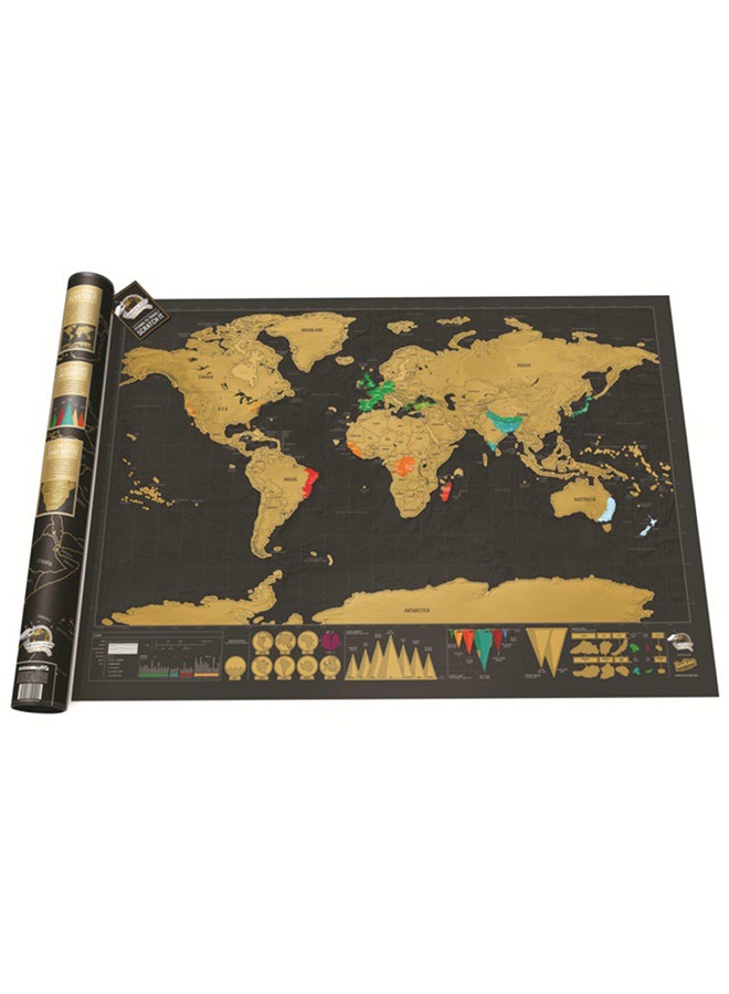 Luxury Edition Scratch World Map Wall Sticker Black/Brown 30 X 40X2cm - Image 2