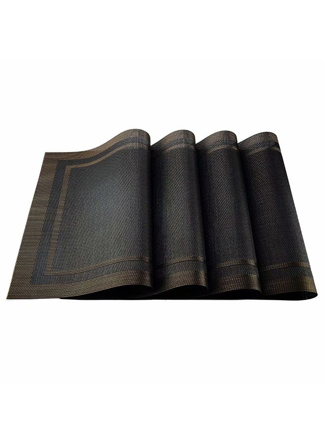 Set Of 4 Heat-Resistant Washable Table Mats Black/Brown 18x12inch  - Image 1