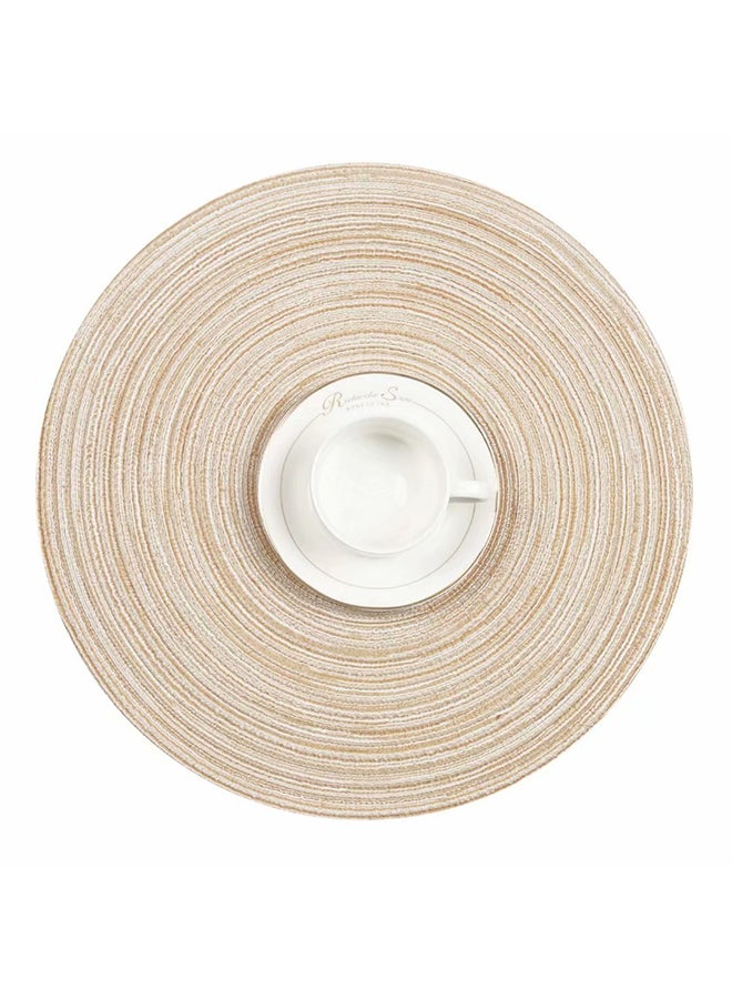 Set Of 4 Round Cotton Braided Table Place Mats Beige 15inch - Image 3