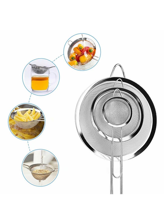 Set Of 3 Premium Fine Mesh Strainers Silver 4.64inch - Image 3