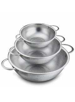 Set Of 3 Stainless Steel Micro-Perforated Colanders Strainers Silver - v1559046877/N26287444A_1