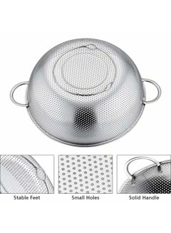 Generic Set Of 3 Stainless Steel Micro-Perforated Colanders Strainers Silver  - Image 3