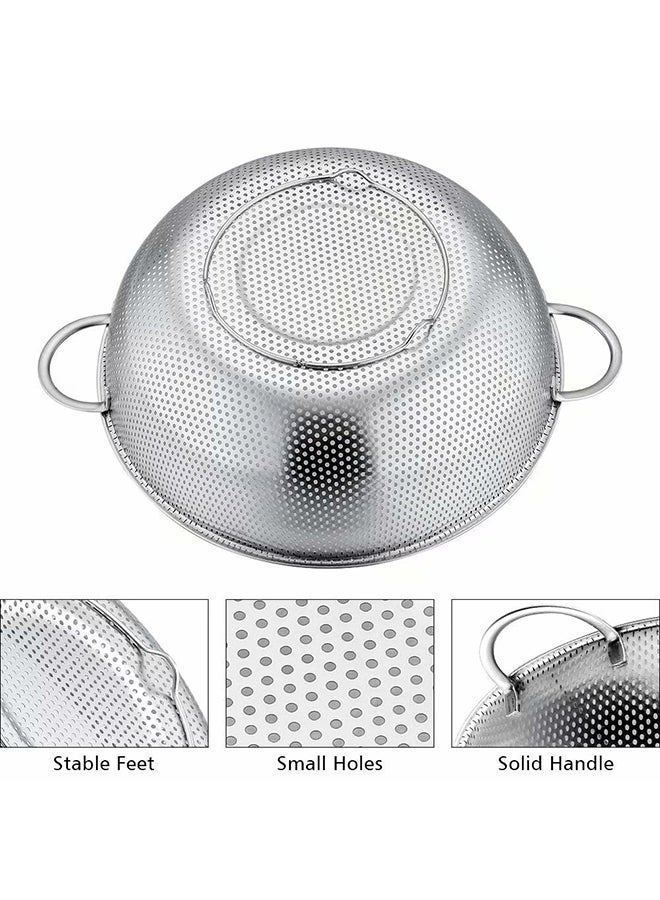 Generic - Set Of 3 Stainless Steel Micro-Perforated Colanders Strainers Silver - Image 1