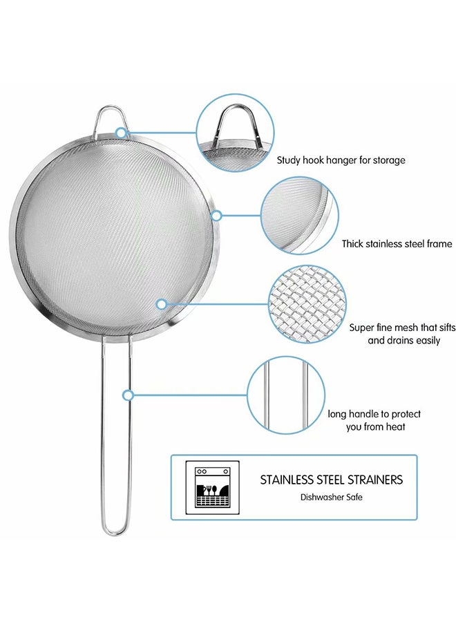 Set Of 3 Premium Fine Mesh Strainers Silver 4.64inch - Image 2