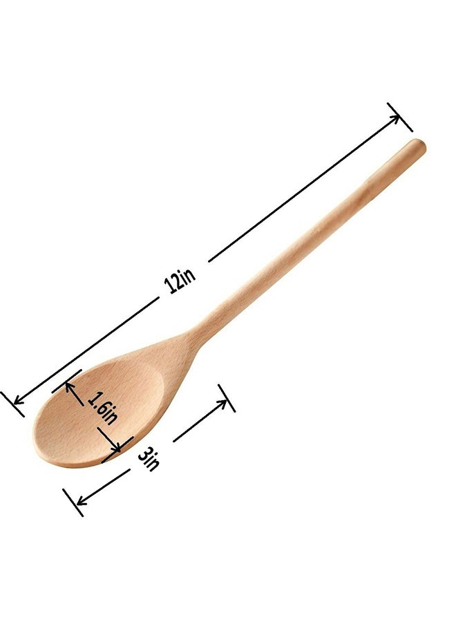 Set Of 12 Wooden Spoons Beige 12inch  - Image 2