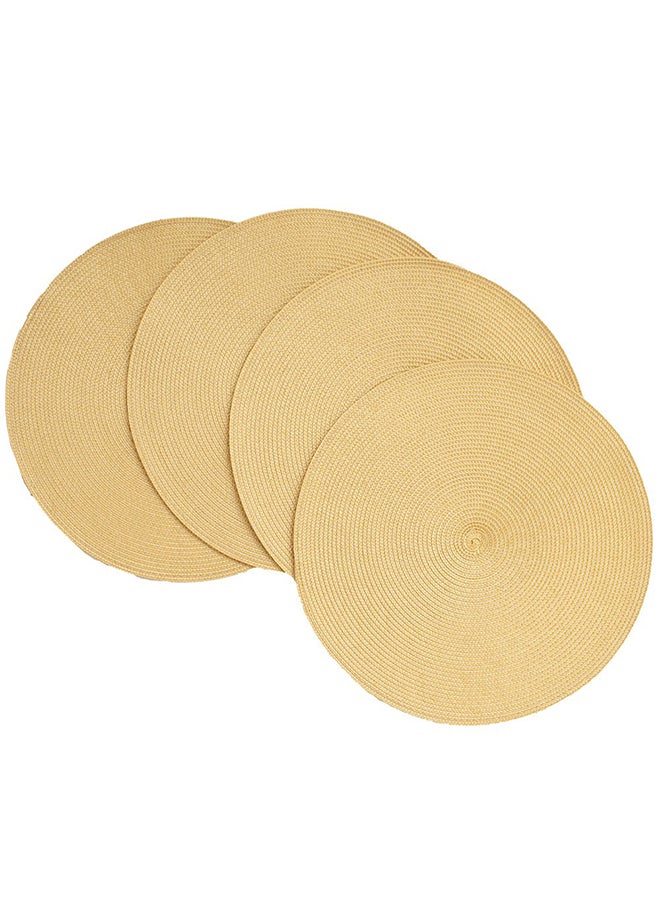 Set Of 4 Round Place Mats Beige 15inch - Image 1