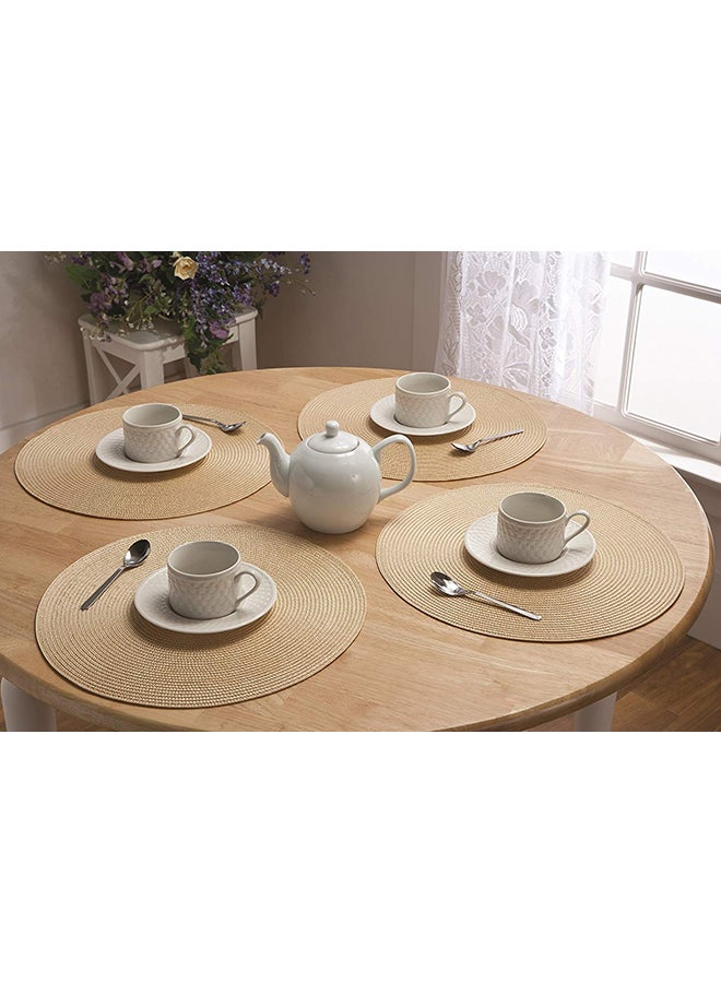 Set Of 4 Round Place Mats Beige 15inch - Image 3