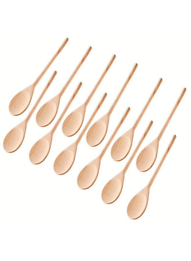 Set Of 12 Wooden Spoons Beige 12inch  - Image 1