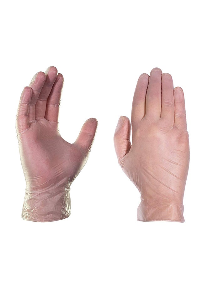 Set Of 100 Disposable Vinyl Gloves Transparent 9.5inch Transparent 9.5inch - Image 1