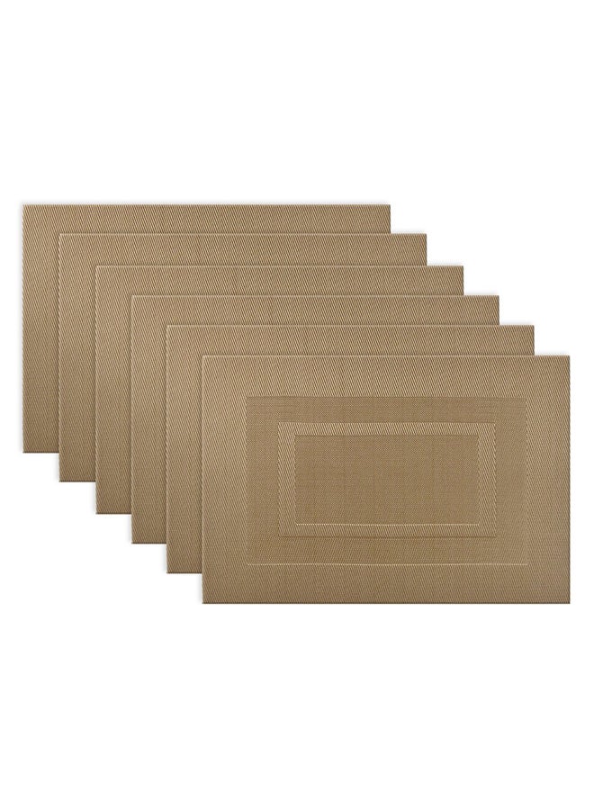 طقم مفارش أطباق بإطار مزدوج، من 6 قطع لون نحاسي 13x17.75بوصة - Image 1