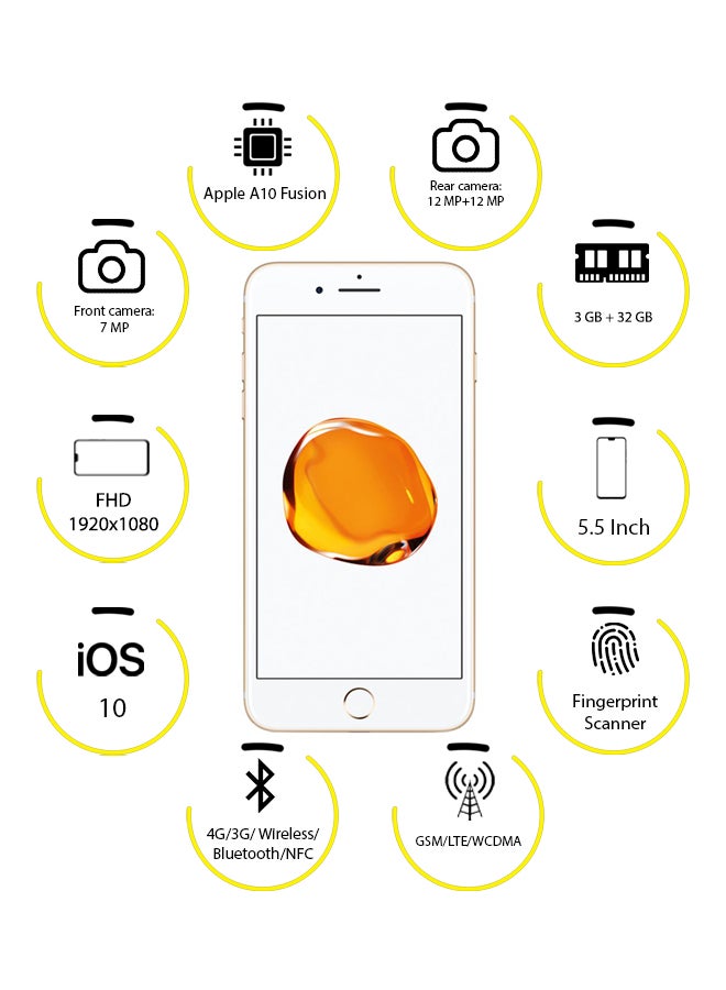 أبل - آيفون 7 بلس مع تطبيق فيس تايم بلون ذهبي وذاكرة سعة 32 جيجابايت يدعم تقنية 4G LTE - Image 1