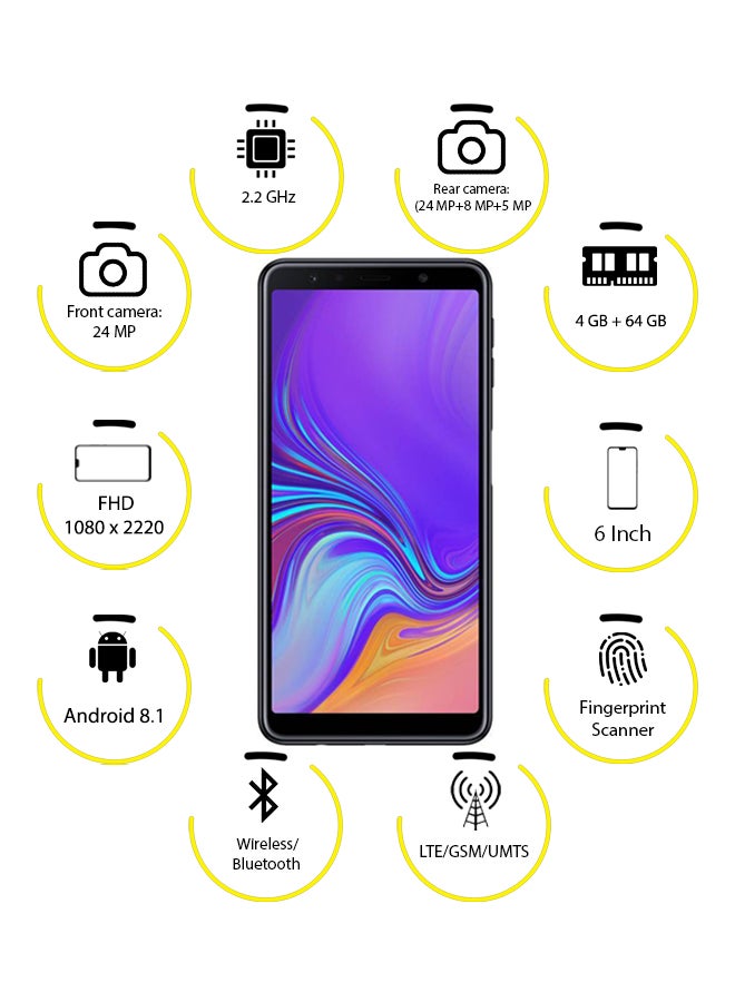 Samsung - Galaxy A7 (2018) Dual SIM Black 4GB RAM 64GB 4G LTE - Image 1