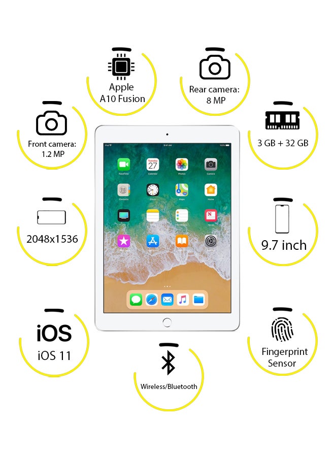 Apple iPad 2018 (6th Generation) 9.7inch, 32GB, Wi-Fi Silver With FaceTime - Image 5