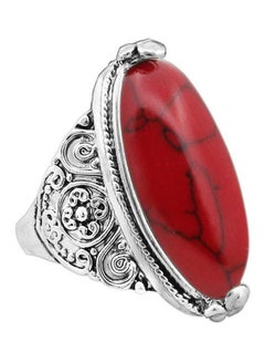 Antique Silver Plated Vintage Oval Carving Ring