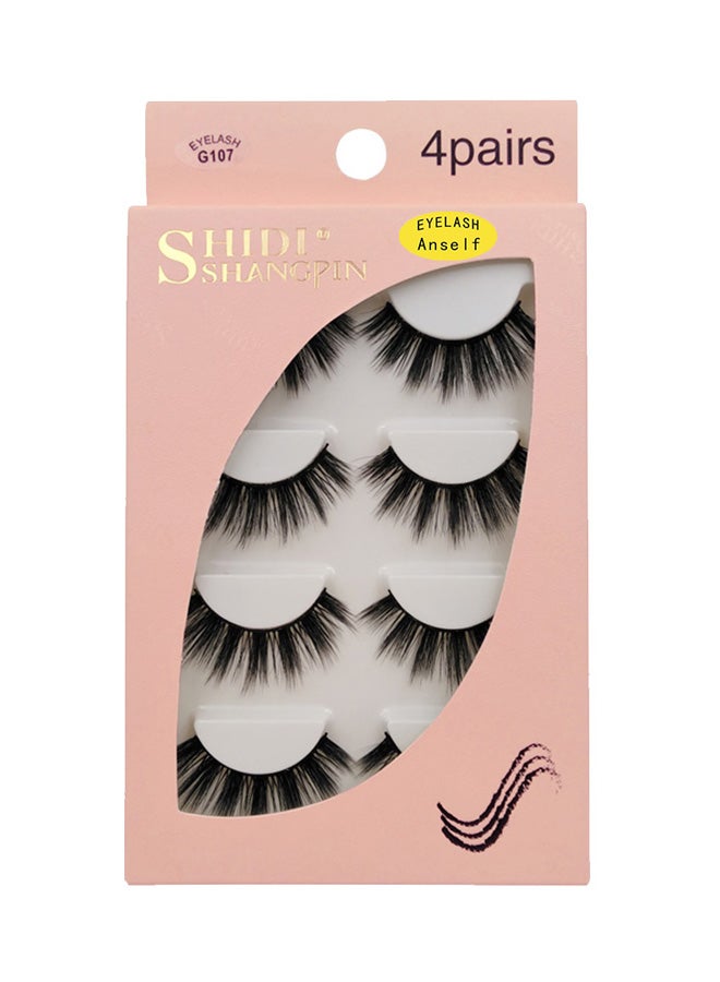 ANSELF 4-Pairs 3D False Eyelashes Black - Image 1