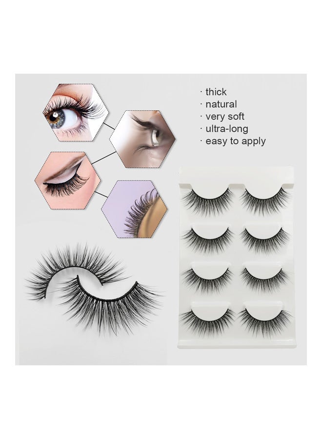 ANSELF 4-Pairs 3D False Eyelashes Black - Image 2