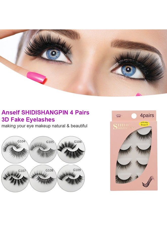 ANSELF 4-Pairs 3D False Eyelashes Black - Image 3