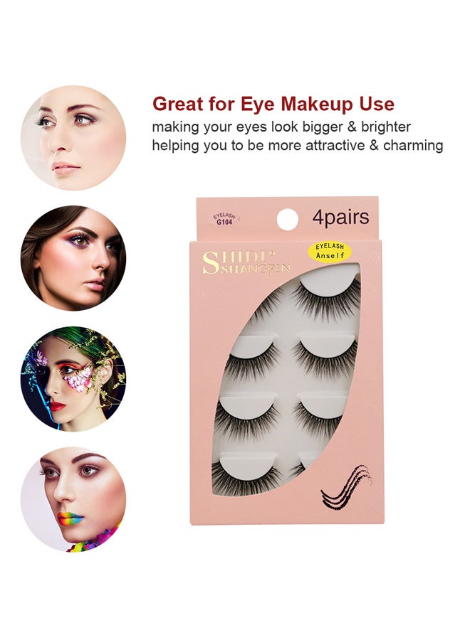 ANSELF 4-Pairs 3D False Eyelashes Black - Image 4