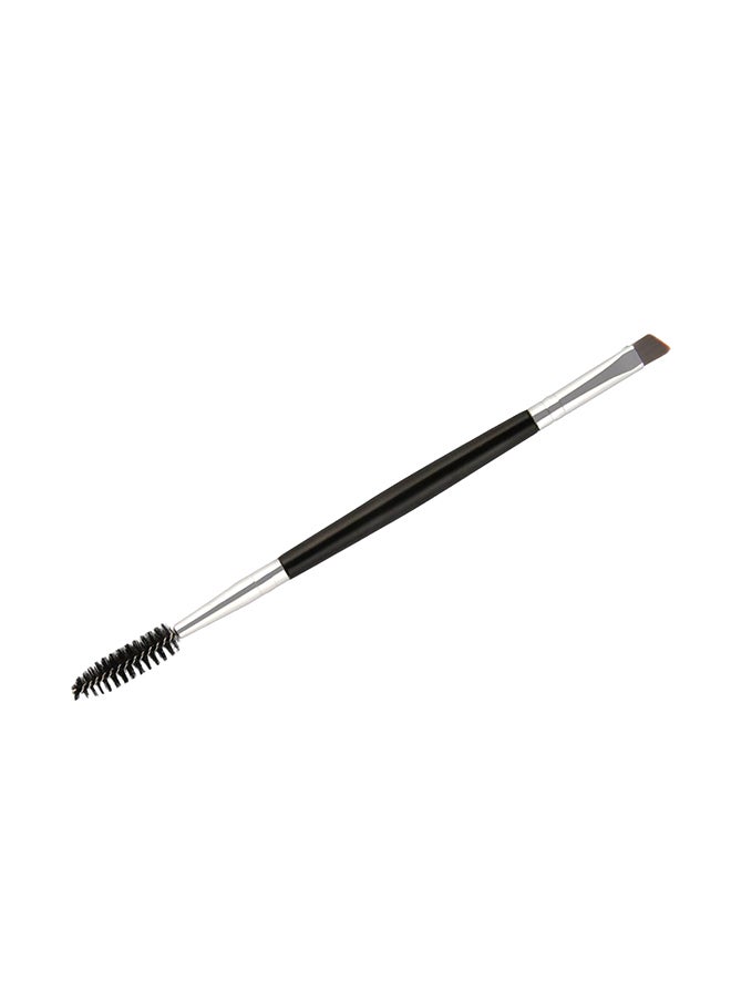 2-In-1Flat Angled Eyebrow Eyelash Brush Black/Silver - Image 1