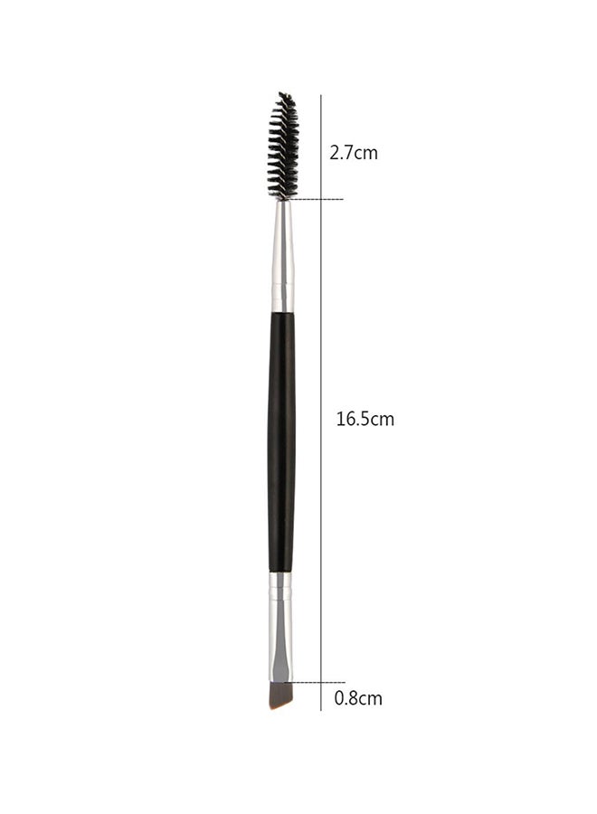 2-In-1Flat Angled Eyebrow Eyelash Brush Black/Silver - Image 2