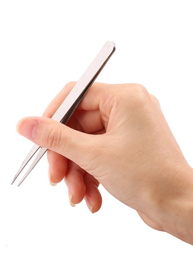 ملقط من الستانلس ستيل لتركيب وصلات الرموش فضي - Image 3