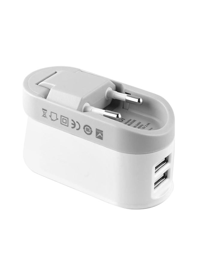 budi Dual USB Port Wall Charger White 