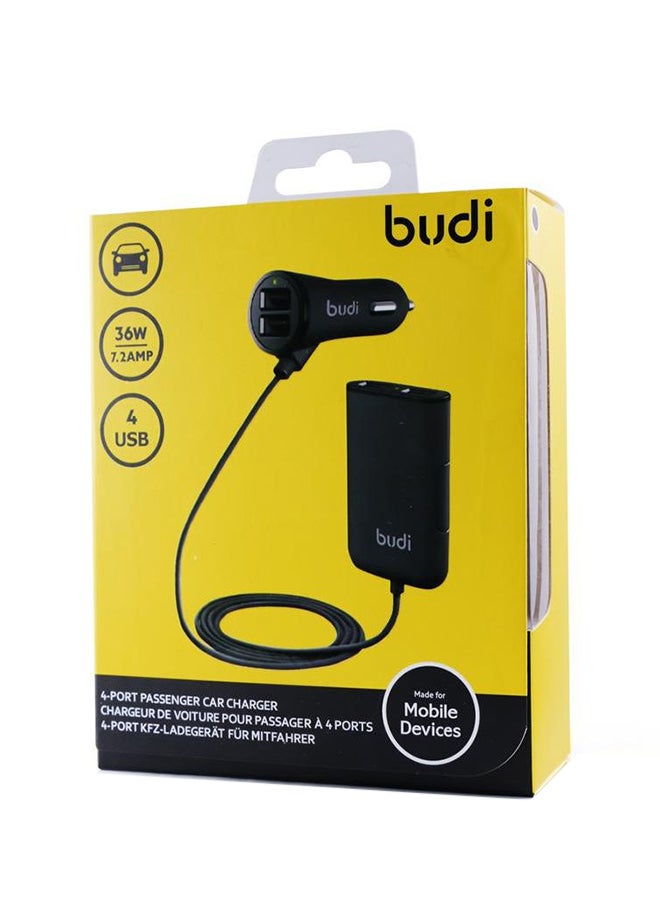 شاحن سيارة به 4 منافذ USB أسود