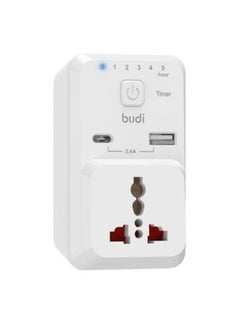 بودي شاحن بمنفذي USB مع مؤقت أبيض 