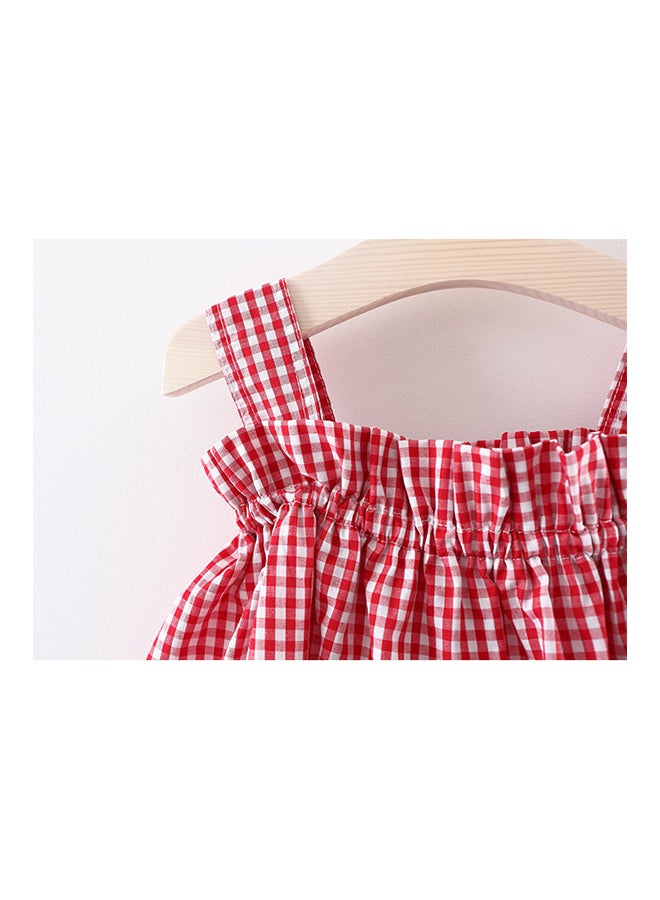 anabubu - Sleeveless Vest and Shorts Set Red/Blue - Image 1
