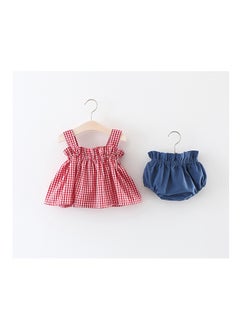 anabubu Sleeveless Vest and Shorts Set Red/Blue  - Image 1