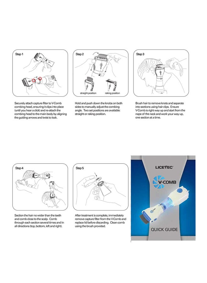 V-Comb - Electric Lice Removing Comb White/Blue - Image 1