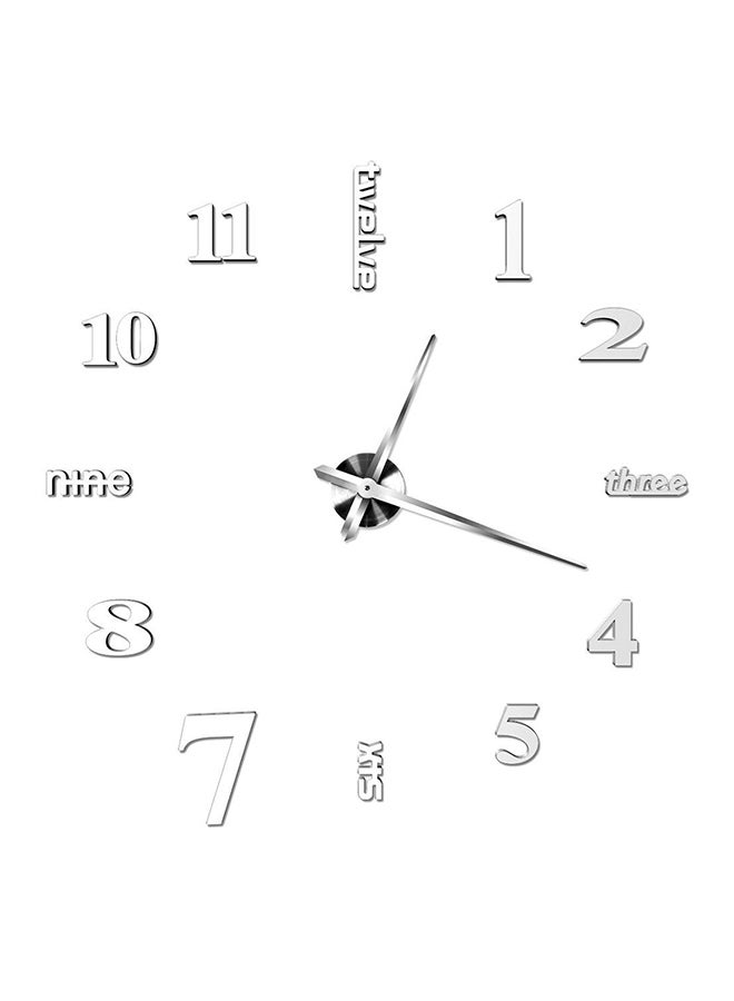 New Modern Home Room Art 3D Diy Clock Shape Mirror Decoration Wall Stickers Silver 20x4x14centimeter - Image 1