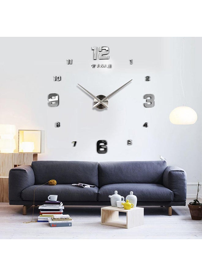 New Modern Home Room Art 3D Diy Clock Shape Mirror Decoration Wall Stickers Silver 20x4x14centimeter - Image 4