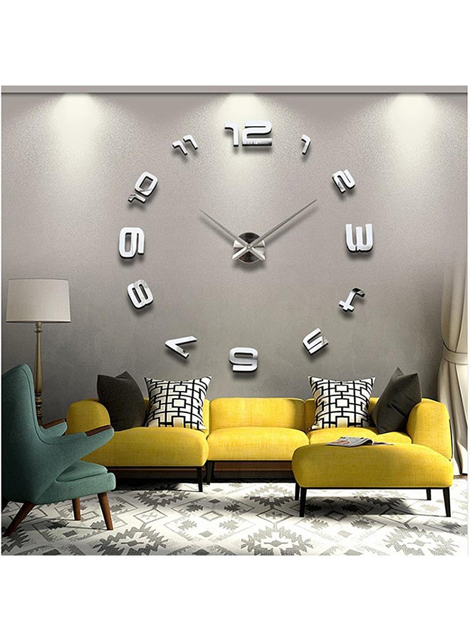 New Modern Home Room Art 3D Diy Clock Shape Mirror Decoration Wall Stickers Silver 20x4x14centimeter - Image 3