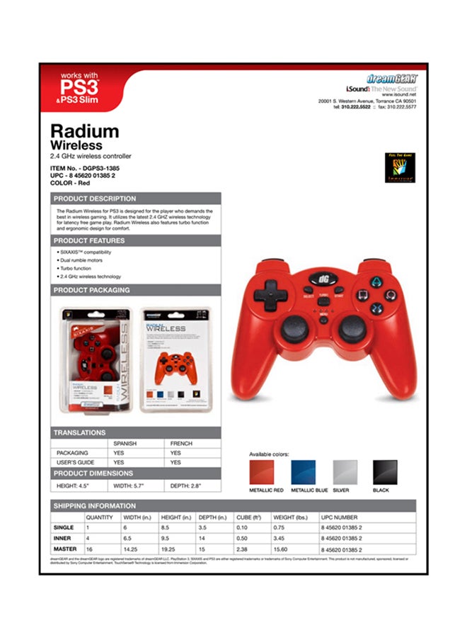 dreamGEAR Radium Turbo Wireless Controller With Dual Rumble Motors - Image 3